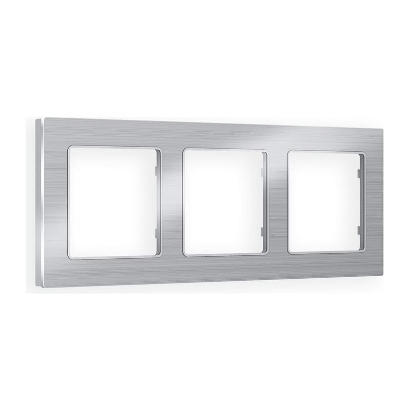 Рамка ALFA Platos (Серебро Металл шлифованный) 3-ая