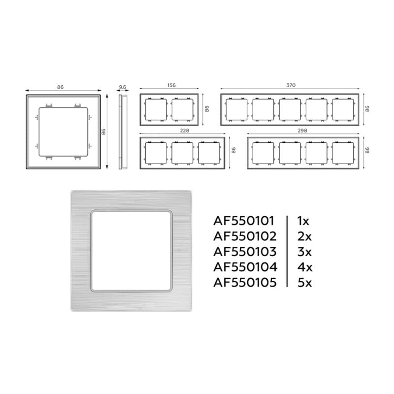 Рамка ALFA Platos (Серебро Металл шлифованный) 4-ая