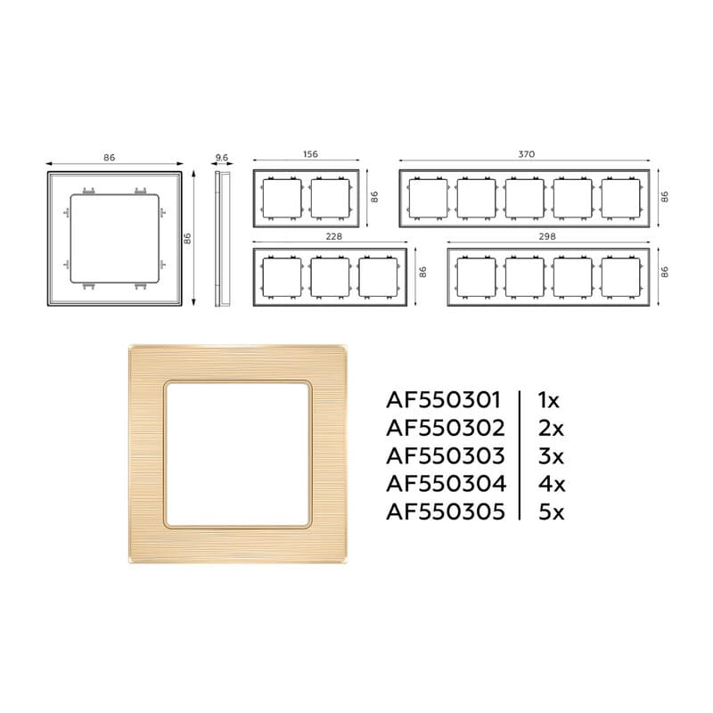 Рамка ALFA Platos (Шампань Металл шлифованный) 4-ая