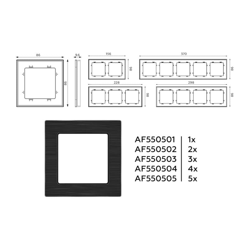 Рамка ALFA Platos (Черный Металл шлифованный) 2-ая
