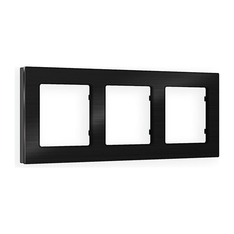 Рамка ALFA Platos (Черный Металл шлифованный) 3-ая