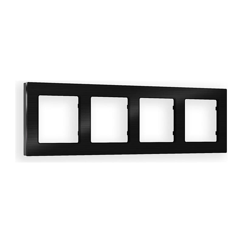 Рамка ALFA Platos (Черный Металл шлифованный) 4-ая