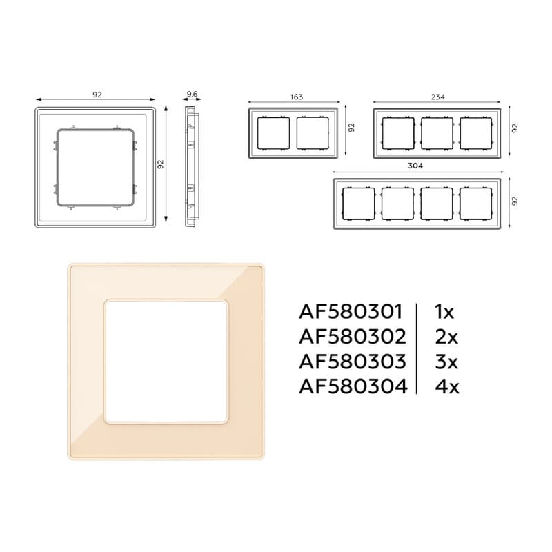 Рамка ALFA Arctic (Бежевый Стекло органическое) 1-ая