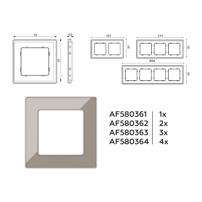 Рамка ALFA Arctic (Серо-бежевый Стекло органическое) 1-ая
