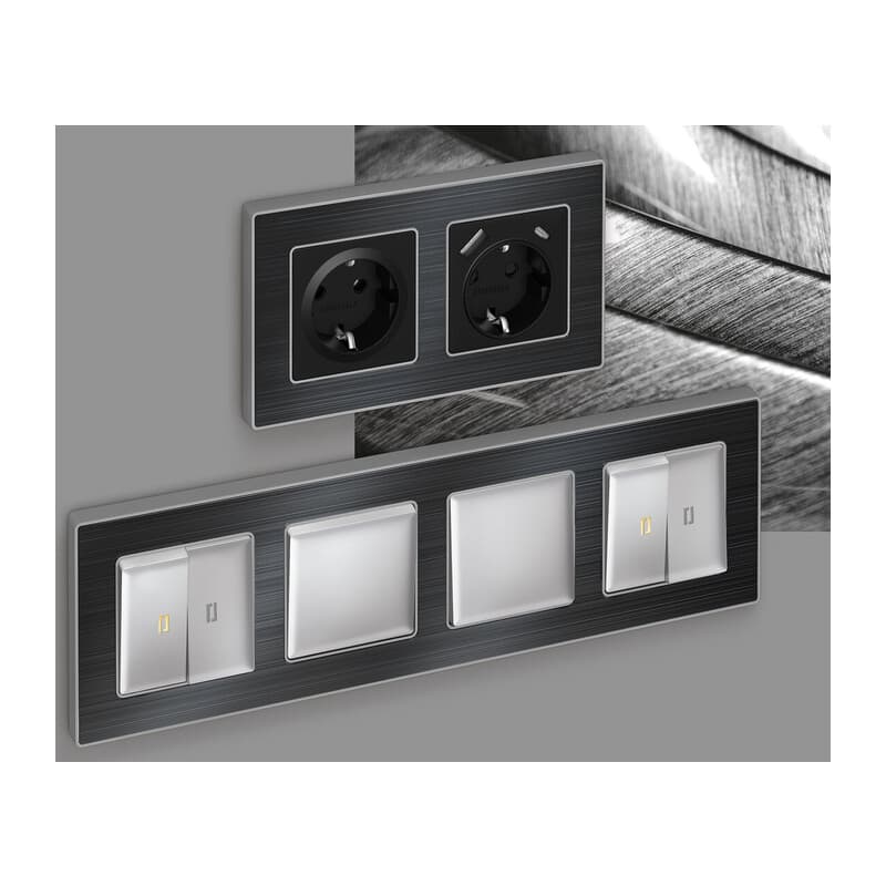 Рамка ALFA Arctic (Черный Стекло органическое/Сталь) 1-ая