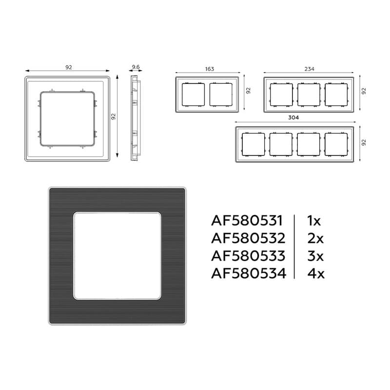 Рамка ALFA Arctic (Черный Стекло органическое/Сталь) 2-ая