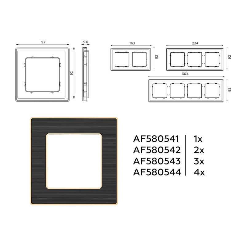 Рамка ALFA Arctic (Черный Стекло органическое/Шампань) 3-ая