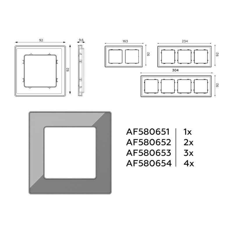 Рамка ALFA Arctic (Антрацит серый Стекло органическое) 1-ая