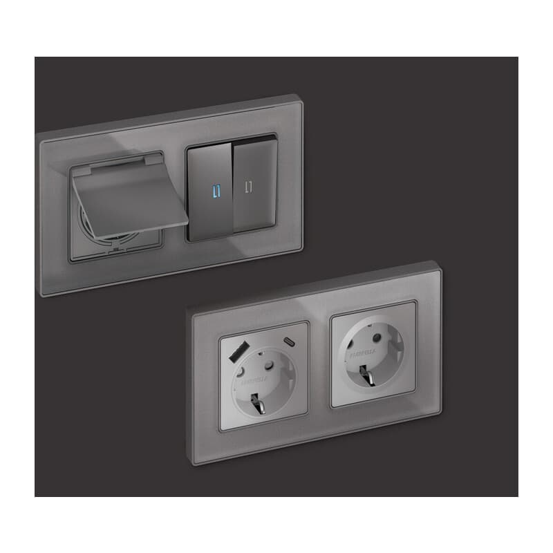 Рамка ALFA Arctic (Антрацит серый Стекло органическое) 3-ая