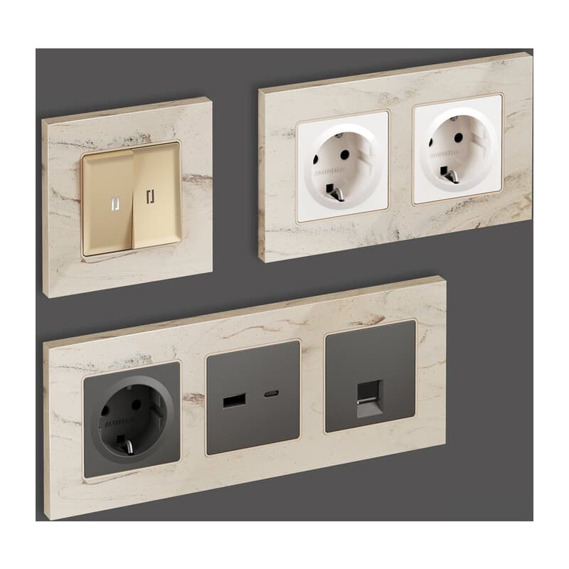 Рамка ALFA Grand (Серо-бежевый мрамор) 4-ая