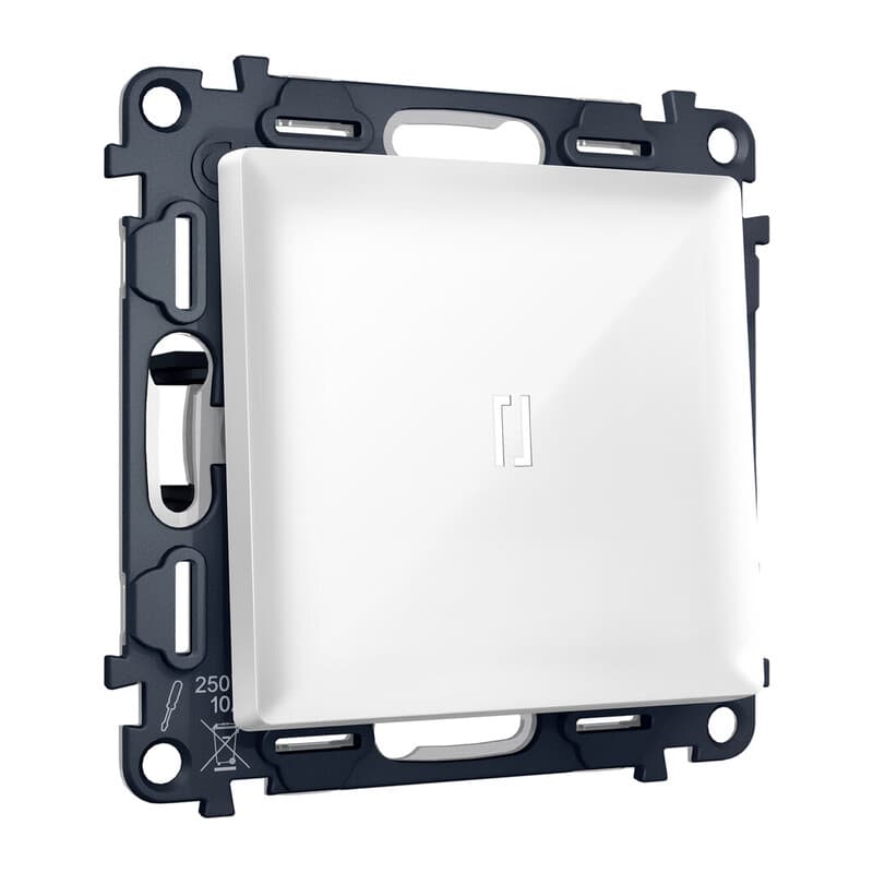 Комплект механизма 1-кл выключателя с подсветкой 5600K ALFA Белый глянец QUANT (AP1020, VM101, G14W)