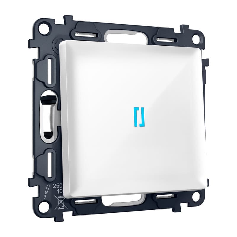 Комплект механизма 1-кл выключателя с подсветкой 10000K ALFA Белый глянец QUANT (AP1020, VM101, G17B)