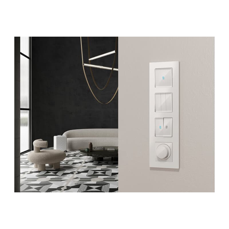 Комплект механизма 1-кл выключателя с самовозвратом с подсветкой 10000K ALFA Белый глянец QUANT (AP1020, VM113, G17B)