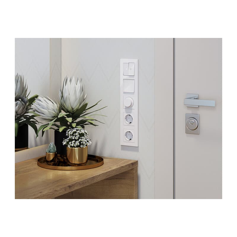 Комплект механизма 2-кл выключателя с подсветкой 5600K ALFA Белый глянец QUANT (AP1040, VM115, G14W)