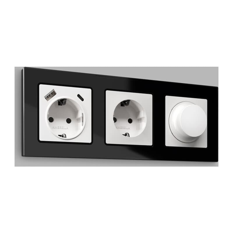 Комплект механизма светорегулятора универсального ALFA Белый глянец 25-600W/LED 5-300W QUANT (AP1055, VM136)