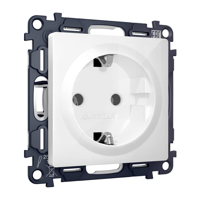 Комплект механизма электрической розетки ALFA Белый глянец с/з на винтовых зажимах QUANT (AP1060, VM141)
