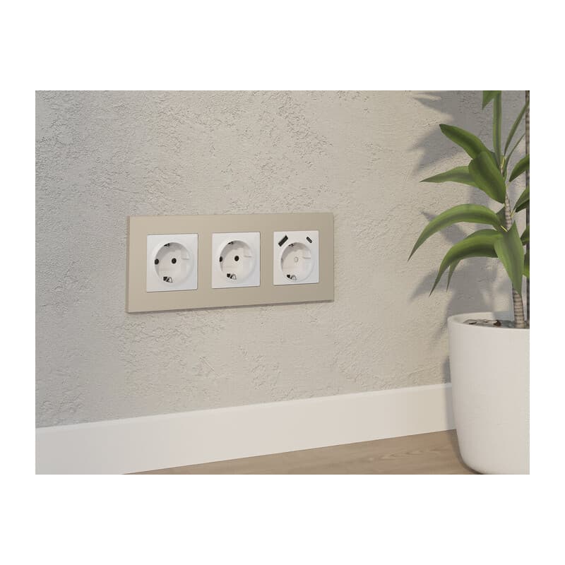 Комплект механизма электрической розетки ALFA Белый глянец с/з на винтовых зажимах QUANT (AP1060, VM141)