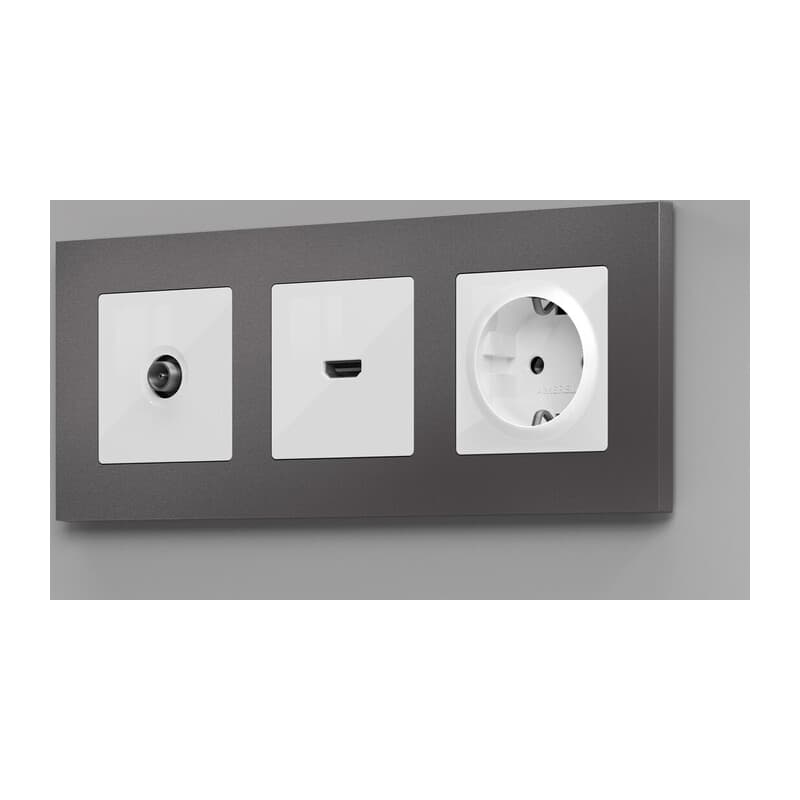 Комплект механизма TV розетки оконечной ALFA Белый глянец 50-870 MHz 1dB QUANT (AP1130, VM202)