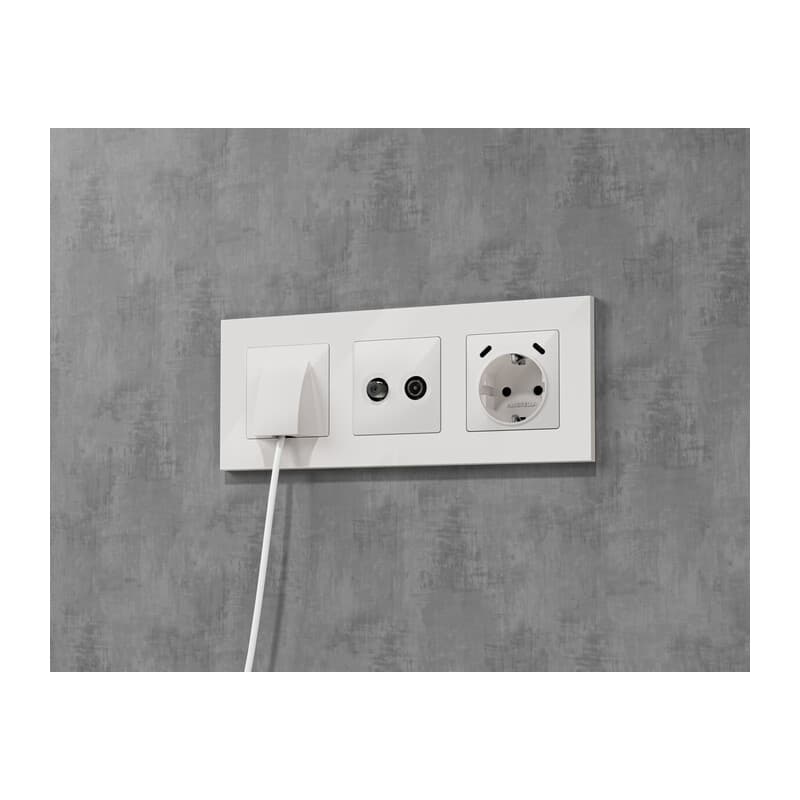 Комплект вывода кабеля с фикатором ALFA Белый глянец QUANT (AP1158, VM238)