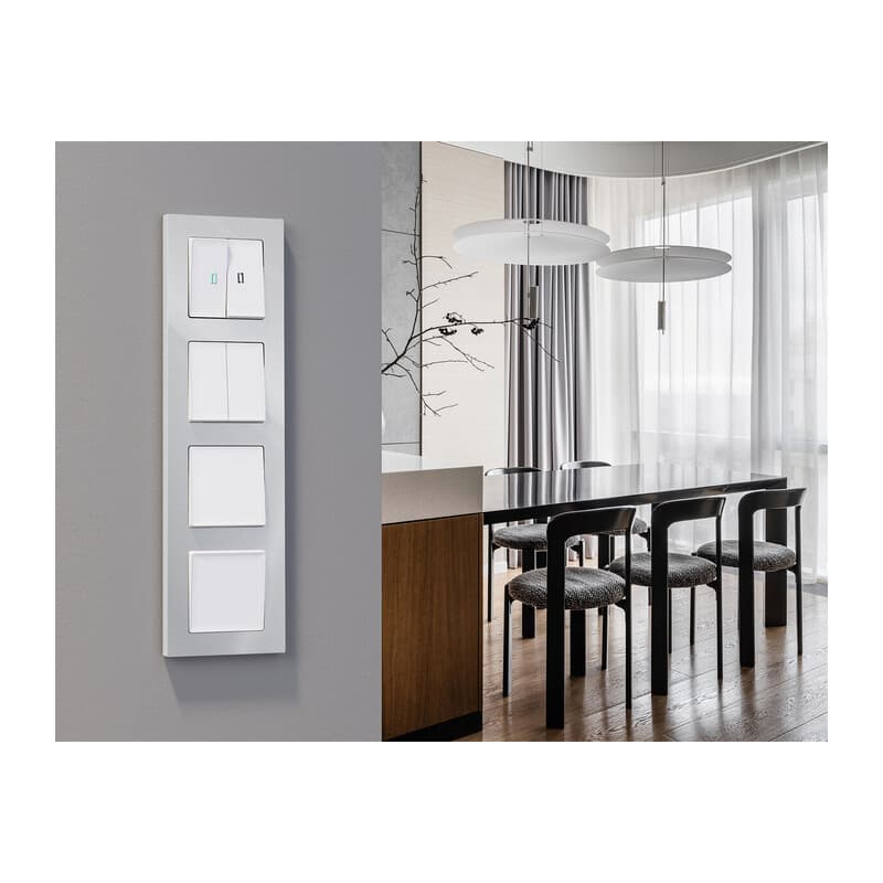 Комплект механизма 1-кл выключателя ALFA Белый матовый QUANT (AP1210, VM101)