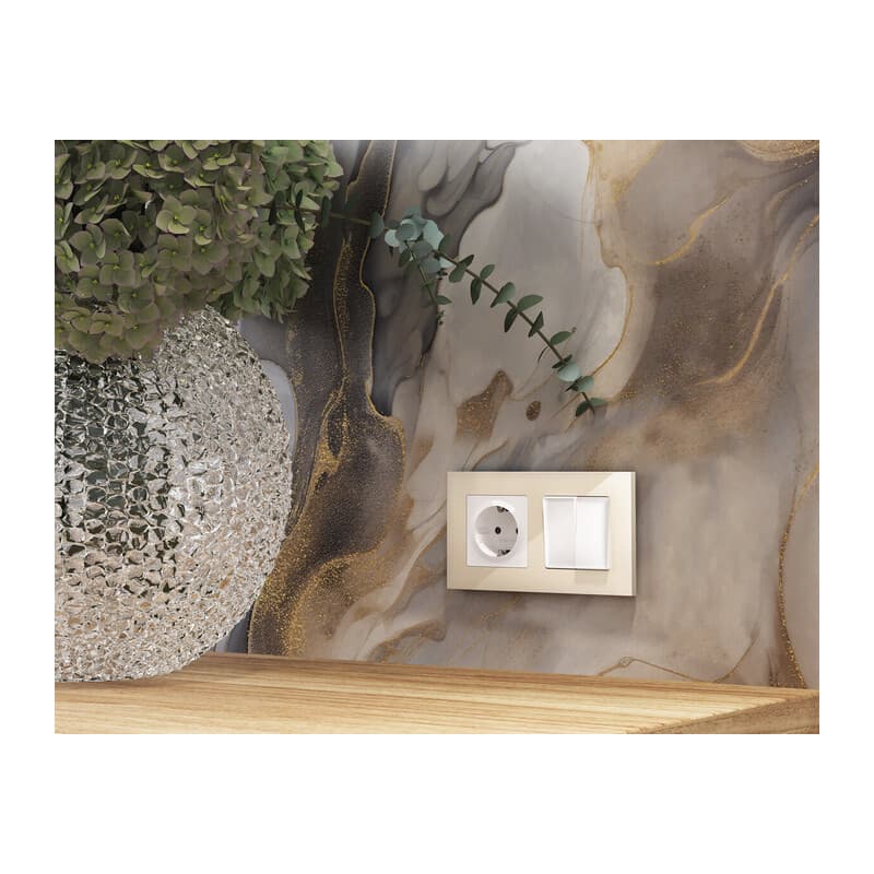 Комплект механизма 2-клавишного перекрестного выключателя 10A-250V ALFA Белый матовый QUANT (AP1230, VM125)