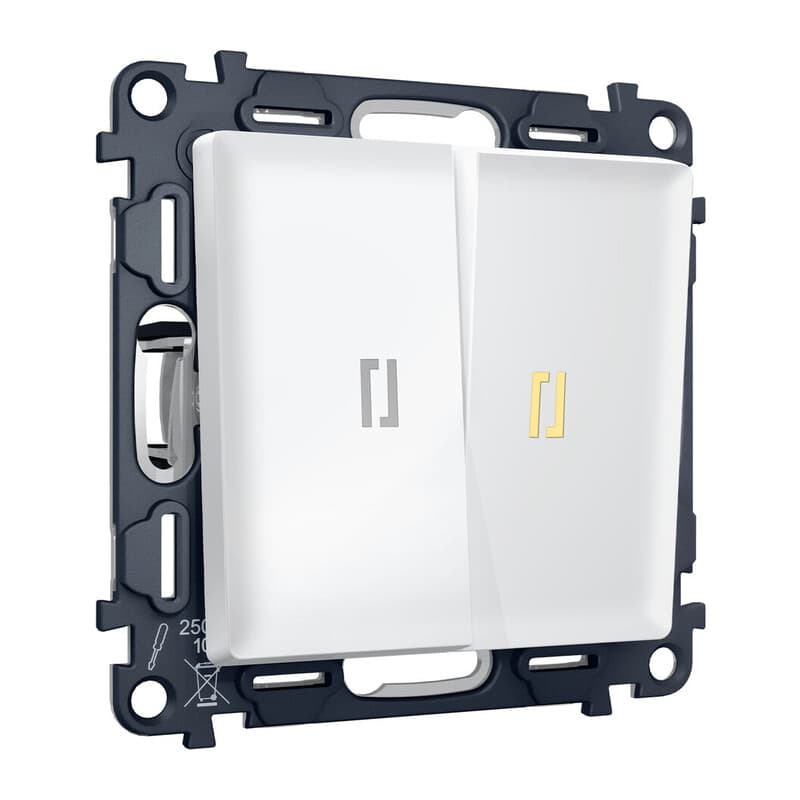 Комплект механизма 2-кл выключателя с подсветкой 3200K ALFA Белый матовый QUANT (AP1240, VM115, G11Y)