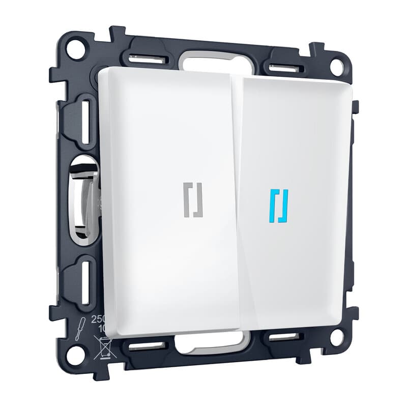 Комплект механизма 2-кл выключателя с подсветкой 10000K ALFA Белый матовый QUANT (AP1240, VM115, G17B)