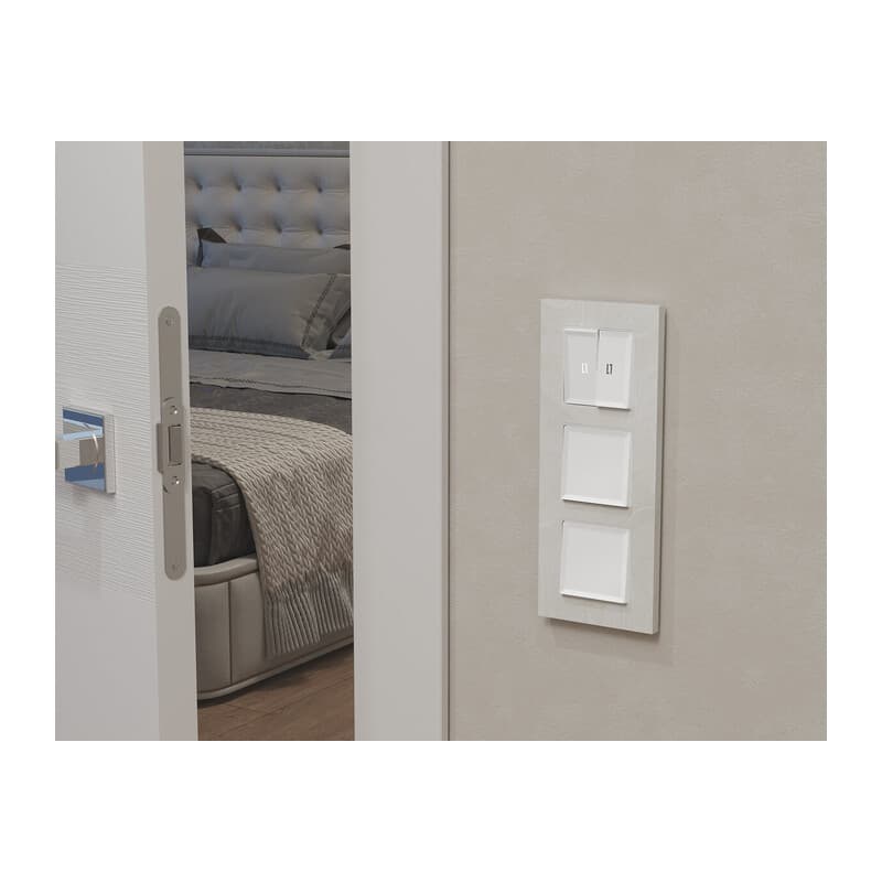 Комплект механизма 2-кл проходного выключателя с подсветкой 5600K ALFA Белый матовый QUANT (AP1240, VM120, G25W)