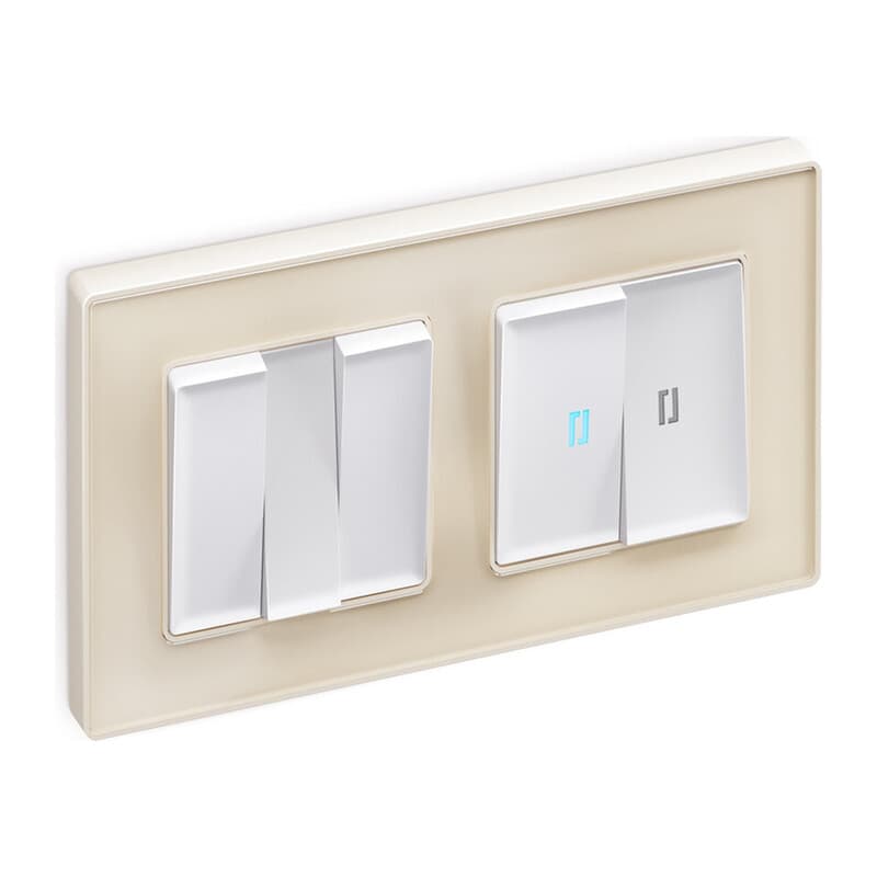 Комплект механизма 2-кл выключателя с самовозвратом с подсветкой 10000K ALFA Белый матовый QUANT (AP1240, VM129, G17B)