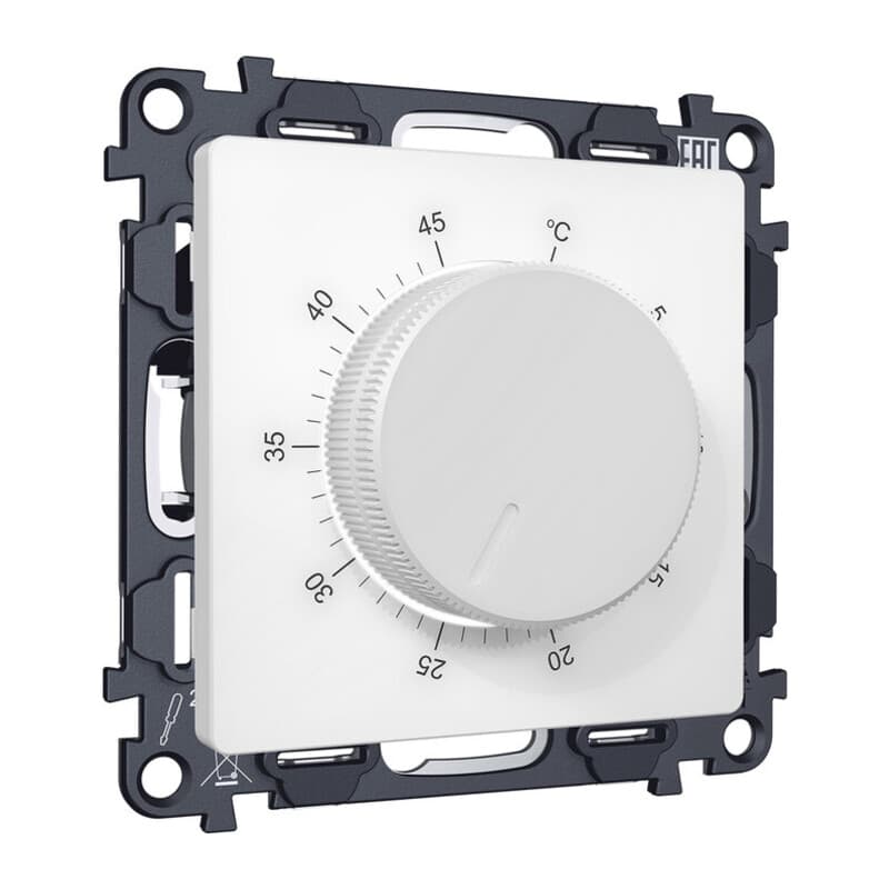 Комплект механизма терморегулятора с датчиком для теплого пола с подсветкой 16A-250V ALFA Белый матовый QUANT (AP1257, VM1381)