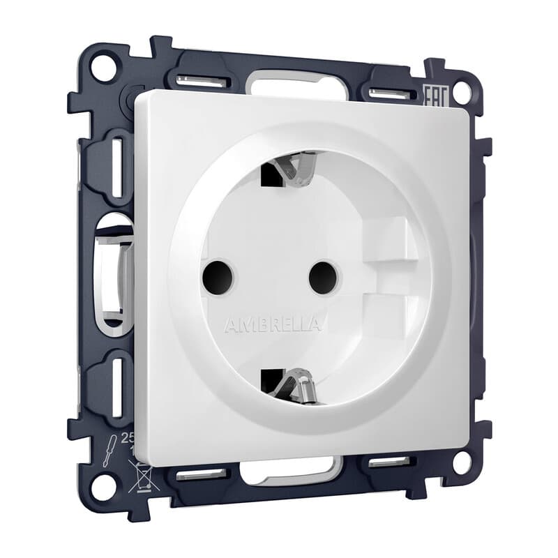 Комплект механизма электрической розетки ALFA Белый матовый с/з с шторками QUANT (AP1270, VM141)