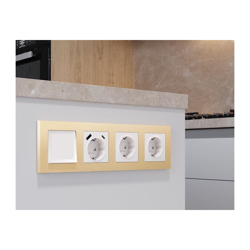 Комплект механизма электрической розетки ALFA Белый матовый 2USB A+C 20W (быстрая зарядка) с/з QUANT (AP1300, VM160)