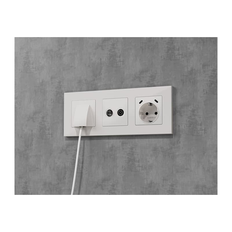 Комплект механизма электрической розетки 2USB С+C 20W с/з на винтовых зажимах 16A-250V ALFA Белый матовый QUANT (AP1305, VM165)