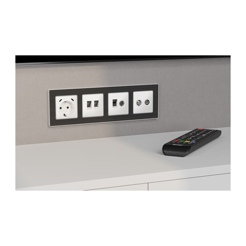 Комплект механизма электрической розетки 2USB С+C 20W с/з на винтовых зажимах 16A-250V ALFA Белый матовый QUANT (AP1305, VM165)