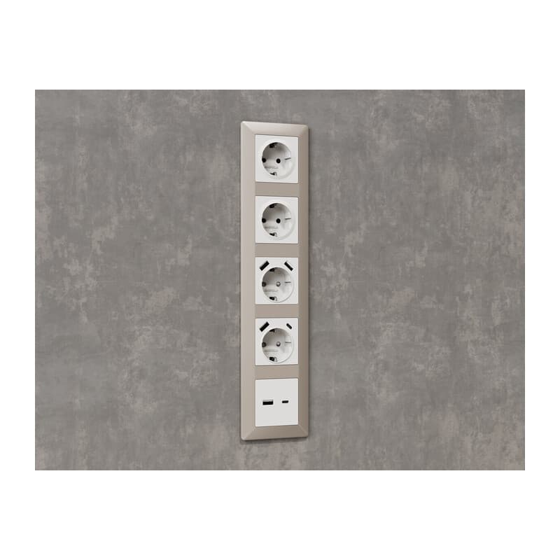 Комплект механизма розетки ALFA Белый матовый 2USB A+C 20W (быстрая зарядка) QUANT (AP1310, VM177)