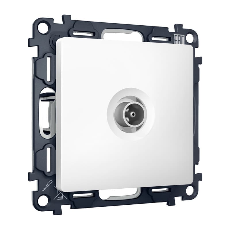 Комплект механизма TV розетки оконечной ALFA Белый матовый 50-870 MHz 1dB QUANT (AP1330, VM202)