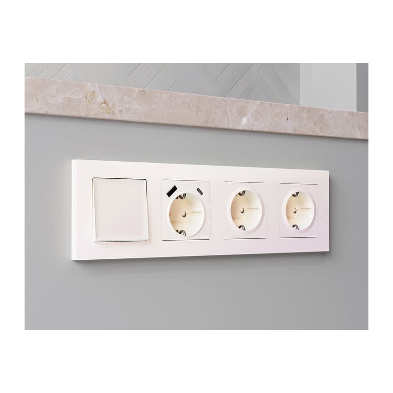 Комплект механизма 1-кл проходного выключателя ALFA Жемчуг QUANT (AP2010, VM105)