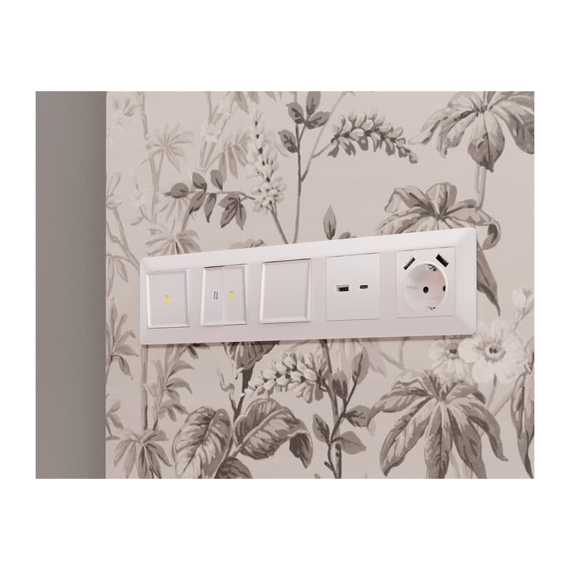 Комплект механизма 1-кл проходного выключателя ALFA Жемчуг QUANT (AP2010, VM105)