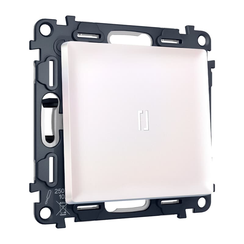 Комплект механизма 1-кл проходного выключателя с подсветкой 5600K ALFA Жемчуг QUANT (AP2020, VM105, G25W)