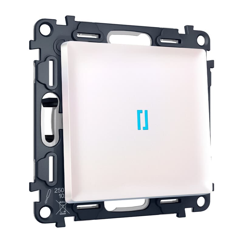 Комплект механизма 1-кл выключателя с самовозвратом с подсветкой 10000K ALFA Жемчуг QUANT (AP2020, VM113, G17B)