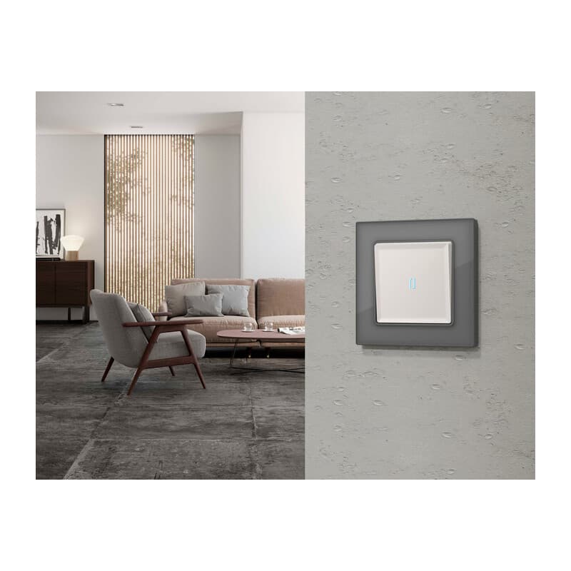 Комплект механизма 1-кл выключателя с самовозвратом с подсветкой 10000K ALFA Жемчуг QUANT (AP2020, VM113, G17B)