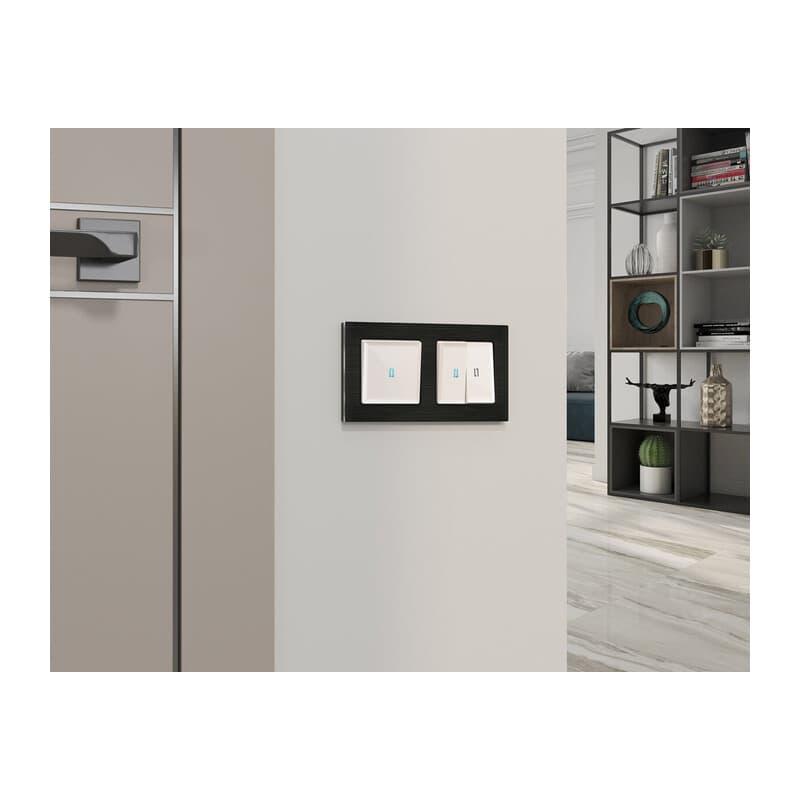 Комплект механизма 1-кл выключателя с самовозвратом с подсветкой 10000K ALFA Жемчуг QUANT (AP2020, VM113, G17B)