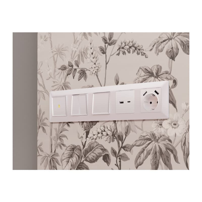 Комплект механизма 2-клавишного перекрестного выключателя 10A-250V ALFA Жемчуг QUANT (AP2030, VM125)