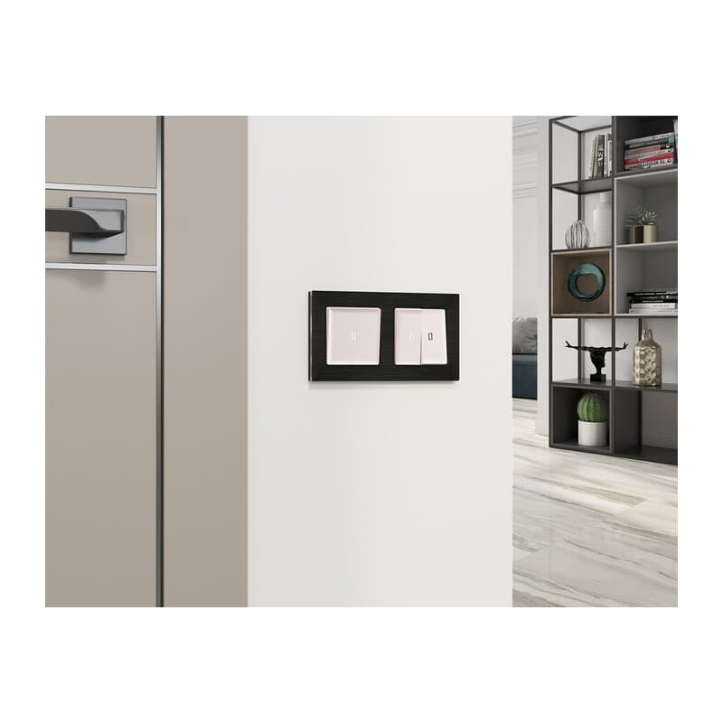 Комплект механизма 2-кл проходного выключателя с подсветкой 5600K ALFA Жемчуг QUANT (AP2040, VM120, G25W)