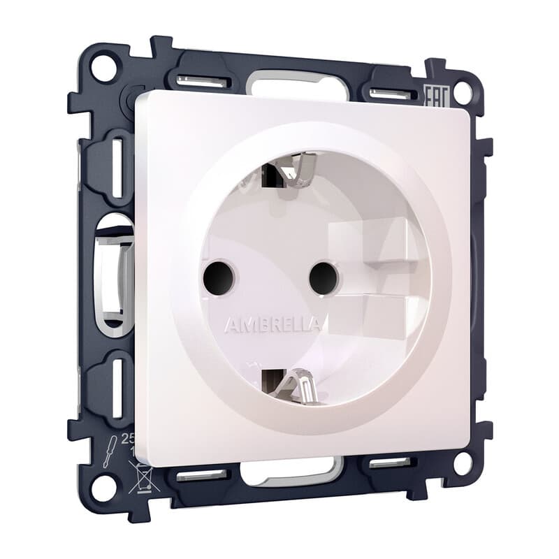 Комплект механизма электрической розетки ALFA Жемчуг с/з с шторками QUANT (AP2070, VM141)