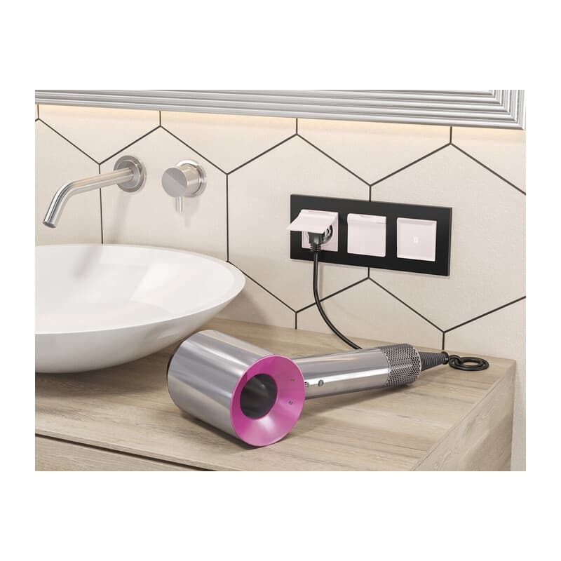 Комплект механизма электрической розетки ALFA Жемчуг с/з с шторками и крышкой IP44 QUANT (AP2080, VM141)