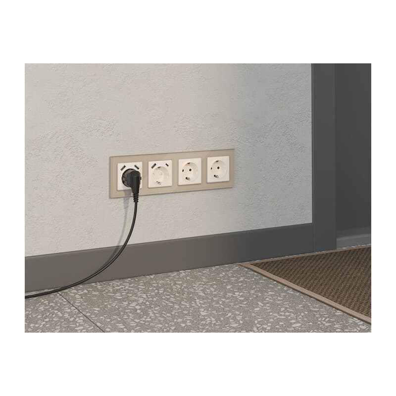 Комплект механизма электрической розетки ALFA Жемчуг 2USB A+A 18W (быстрая зарядка) с/з QUANT (AP2090, VM155)