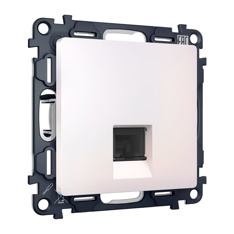 Комплект механизма компьютерной розетки ALFA Жемчуг RJ-45(8P8C) CAT6 с шторкой QUANT (AP2120, VM188)