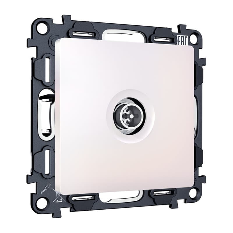 Комплект механизма TV розетки оконечной экранированной 5-1000MHz 3dB ALFA Жемчуг QUANT (AP2130, VM199)