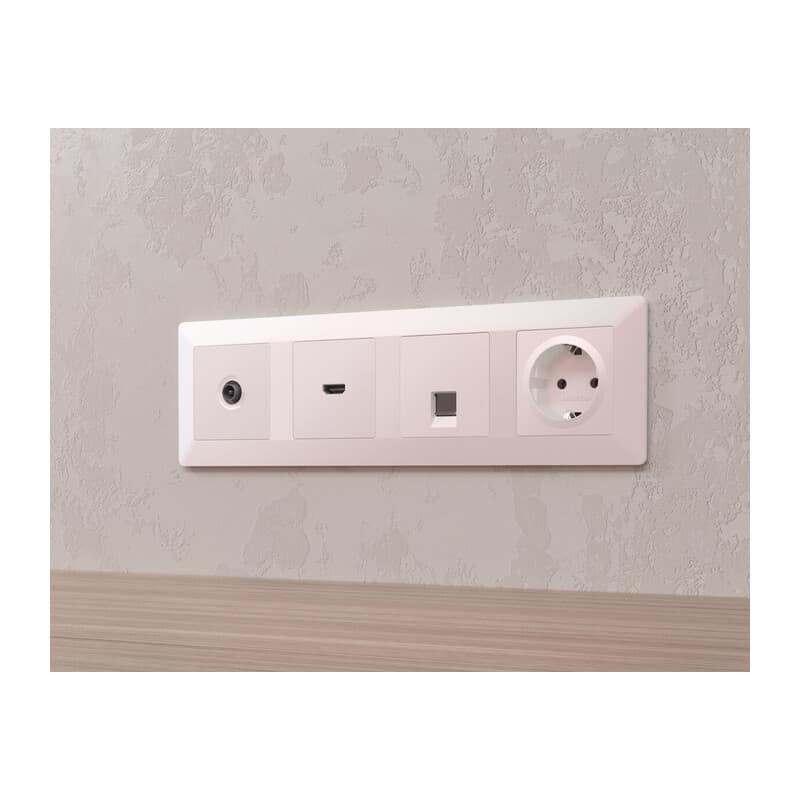 Комплект механизма TV розетки проходной ALFA Жемчуг 5-1000 MHz 4dB QUANT (AP2130, VM211)